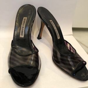 Manolo black zebra sandals